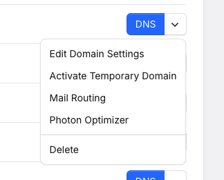 Temporary Domains Interface